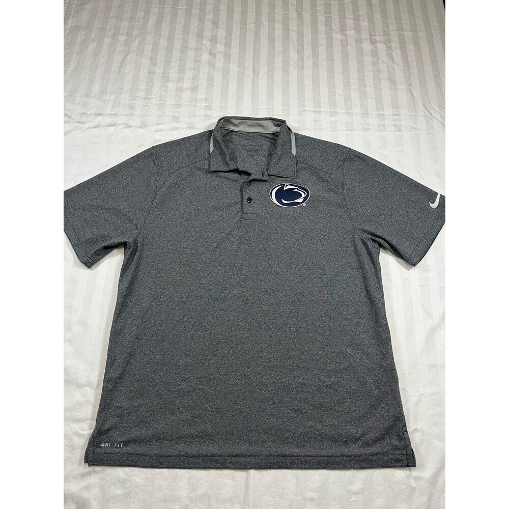Nike PSU Penn State Players Edition On Field Sewn On Polo Shirt Size Large Gray